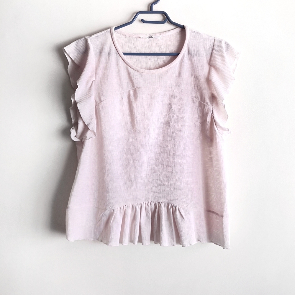 Mango Blouse with Ruffle Detailing and Peplum Hem